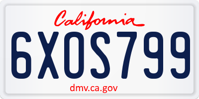 CA license plate 6XOS799