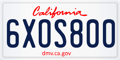 CA license plate 6XOS800