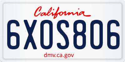 CA license plate 6XOS806