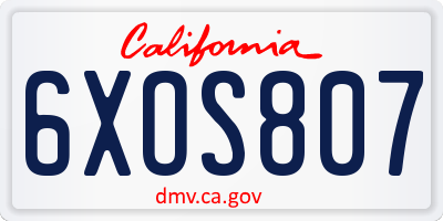 CA license plate 6XOS807
