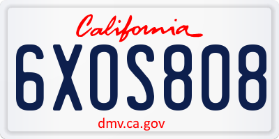 CA license plate 6XOS808
