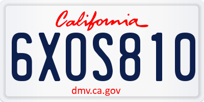 CA license plate 6XOS810