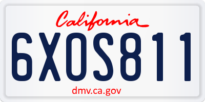 CA license plate 6XOS811