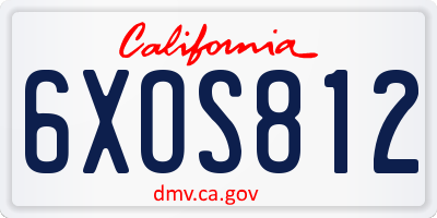 CA license plate 6XOS812