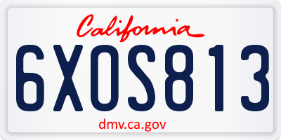 CA license plate 6XOS813