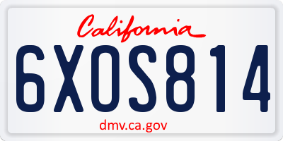 CA license plate 6XOS814