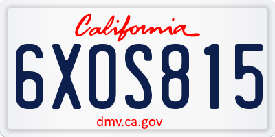 CA license plate 6XOS815