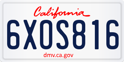 CA license plate 6XOS816