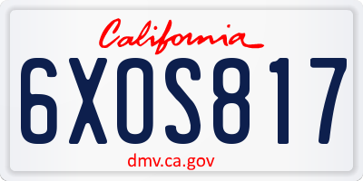 CA license plate 6XOS817