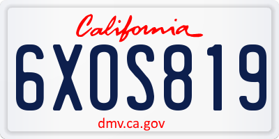 CA license plate 6XOS819