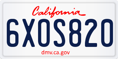 CA license plate 6XOS820