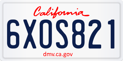 CA license plate 6XOS821
