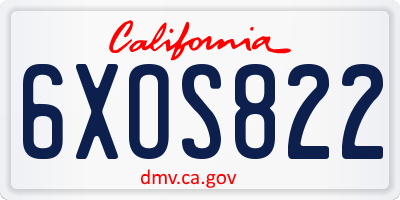 CA license plate 6XOS822