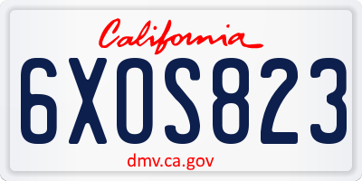 CA license plate 6XOS823