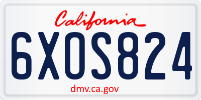 CA license plate 6XOS824