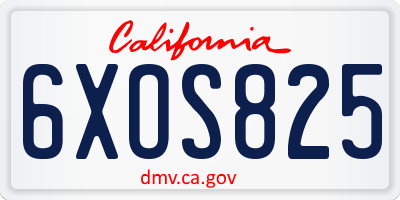 CA license plate 6XOS825