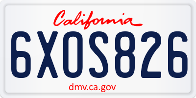 CA license plate 6XOS826