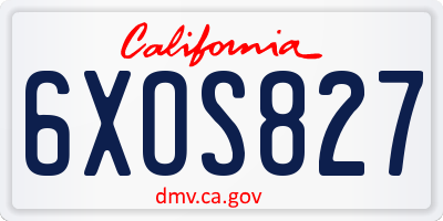 CA license plate 6XOS827
