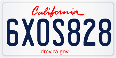 CA license plate 6XOS828