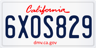 CA license plate 6XOS829