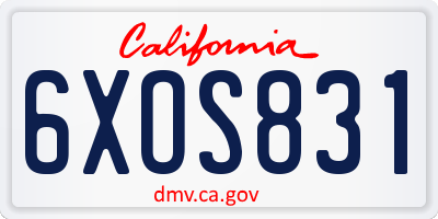 CA license plate 6XOS831