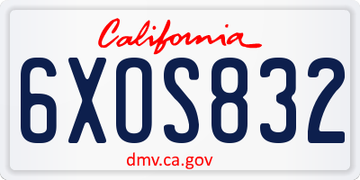 CA license plate 6XOS832