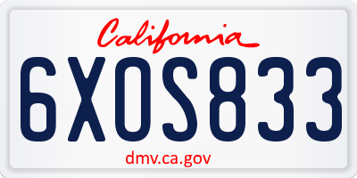CA license plate 6XOS833