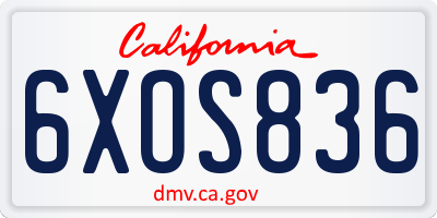 CA license plate 6XOS836