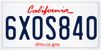 CA license plate 6XOS840