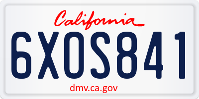 CA license plate 6XOS841