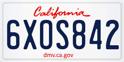 CA license plate 6XOS842