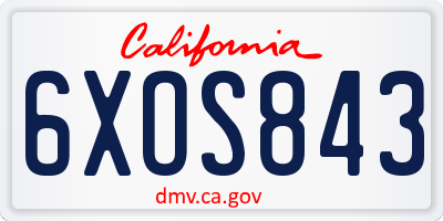 CA license plate 6XOS843