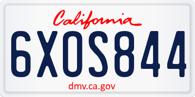 CA license plate 6XOS844