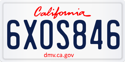 CA license plate 6XOS846