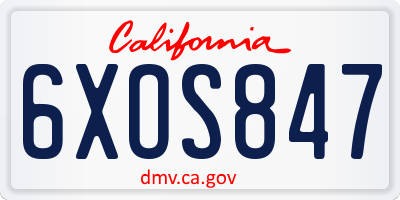 CA license plate 6XOS847