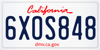 CA license plate 6XOS848