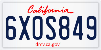CA license plate 6XOS849