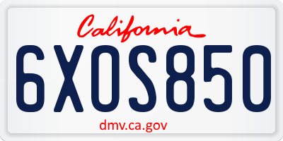 CA license plate 6XOS850
