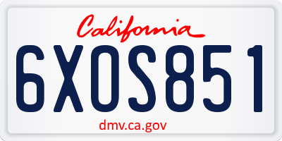 CA license plate 6XOS851