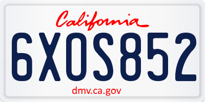 CA license plate 6XOS852