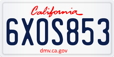 CA license plate 6XOS853