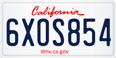 CA license plate 6XOS854
