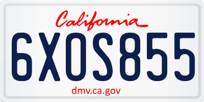 CA license plate 6XOS855
