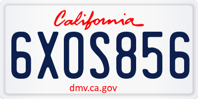 CA license plate 6XOS856