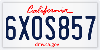 CA license plate 6XOS857