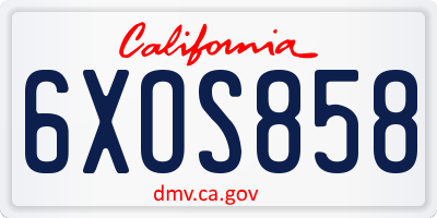 CA license plate 6XOS858