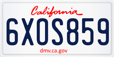 CA license plate 6XOS859