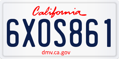 CA license plate 6XOS861