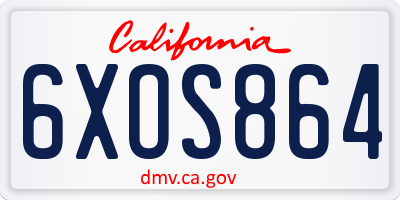 CA license plate 6XOS864