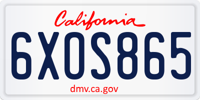CA license plate 6XOS865